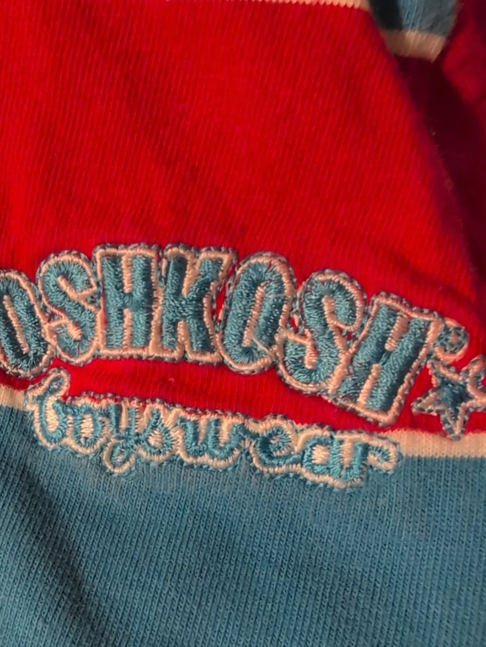 Vintage Oshkosh blue Red Striped Long Sleeve Polo Romper Baby 3-6M 100% Cotton
